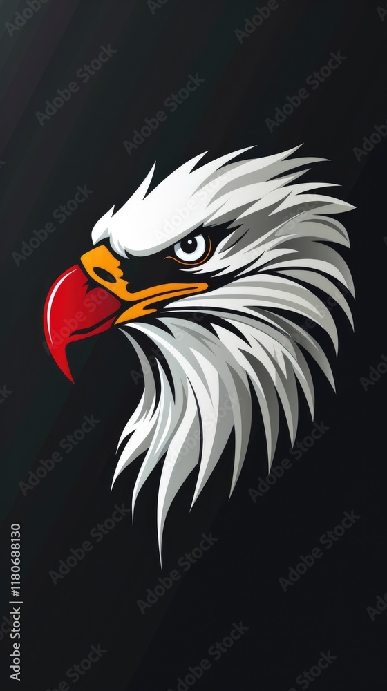 A stylized illustration of an eagle's head with a fierce expression and dynamic design. A stylized illustration of an eagle's head with a fierce expression and dynamic design.