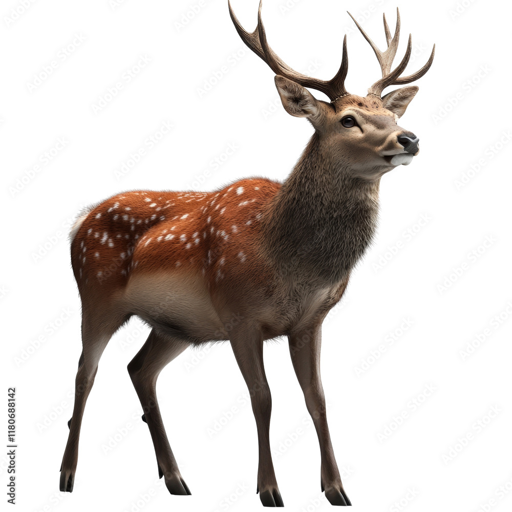 Fototapeta premium Majestic Deer Silhouetted Against a Dark Background Evoking a Sense of Mystery and Natural Beauty in the Wild isolated on a white background