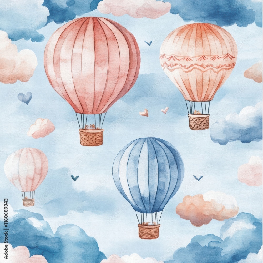 Obraz premium Colorful Hot Air Balloons in a Blue Sky