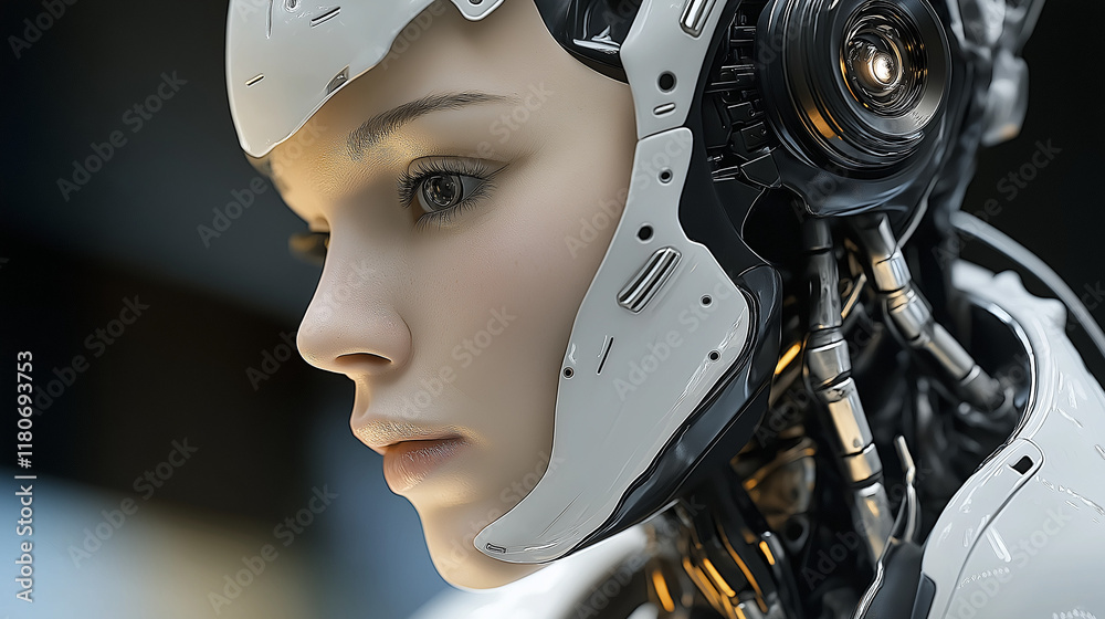 Fototapeta premium Futuristic AI Robot Woman