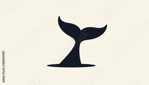 Minimalist Whale Tail - Elegant Silhouette Design