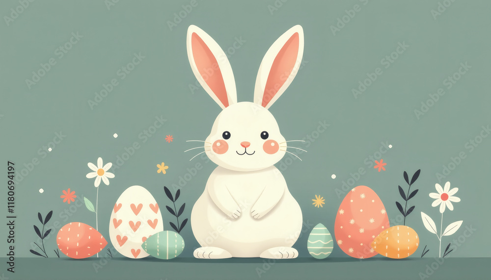 Fototapeta premium Minimalist Easter Illustration - Simple Design