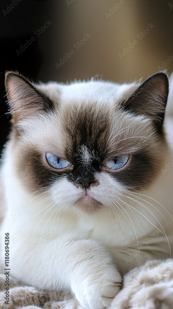 Fototapeta premium Adorable White Cat with Blue Eyes - Cute Kitten Photo