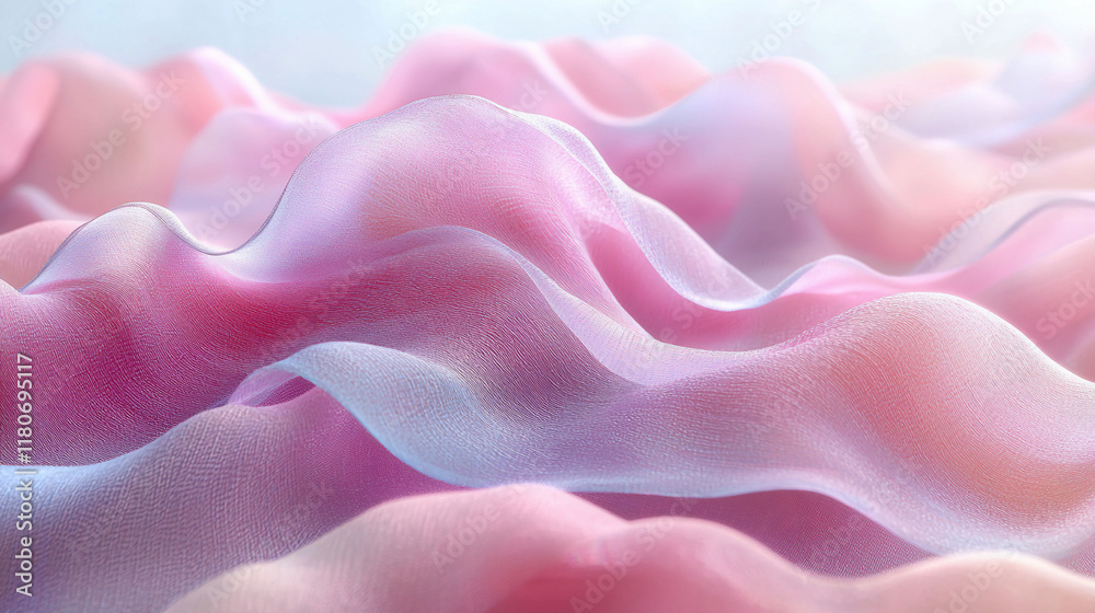 Obraz premium Soft pink and blue fabric waves.
