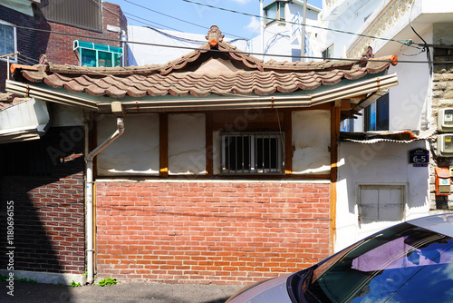 Beautiful traditional Korean wooden architecture, showcasing the elegance of Hanok style buildings. photo