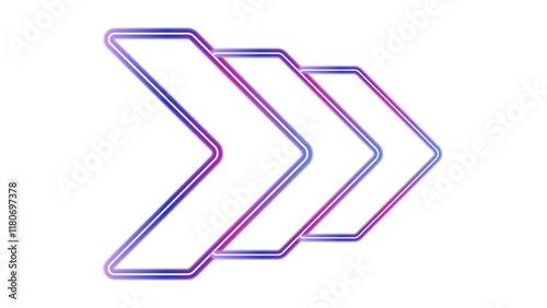 Glowing neon arrows-pointers on transparent background PNG, arrows-pointers on expressway, computer game, speed arrow. banner, cover, poster, flyer, sign. vector illustration