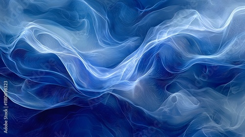 Mesmerizing abstract data streams flowing in a striking high tech blue aesthetic creating a visually captivating and futuristic digital art piece