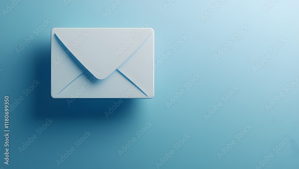 Minimalist White Envelope on Blue Background - Concept of Communication and Messaging Minimalist White Envelope on Blue Background - Concept of Communication and Messaging