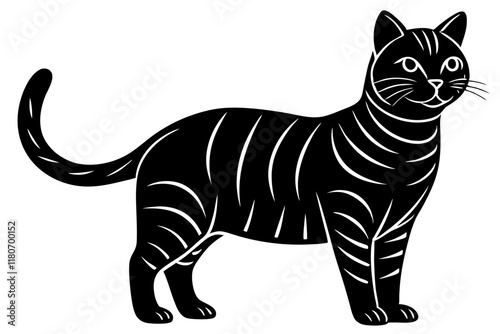 British Shorthair Cat Silhouette Vector Design, Minimalist Feline Illustration