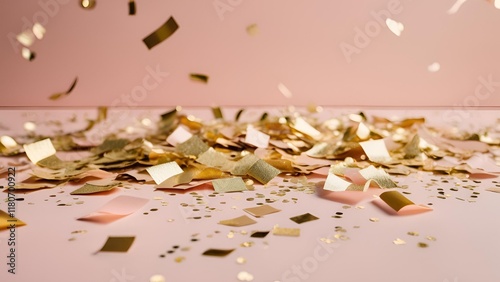 Golden confetti displayed against a pink canvas photo