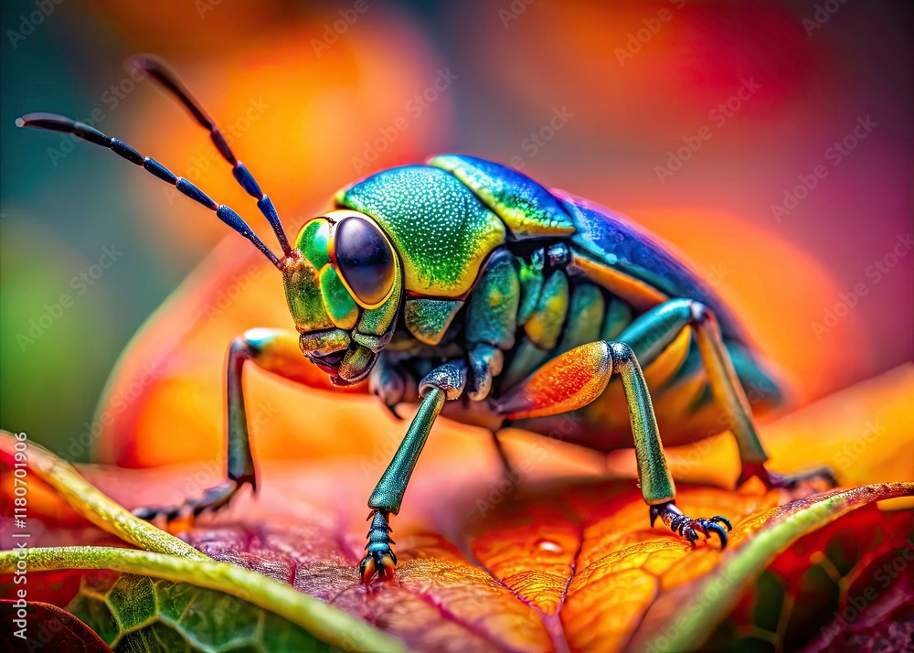 Fototapeta premium Miniature Insect World: Tilt-Shift Macro Photography of a Unique Creature