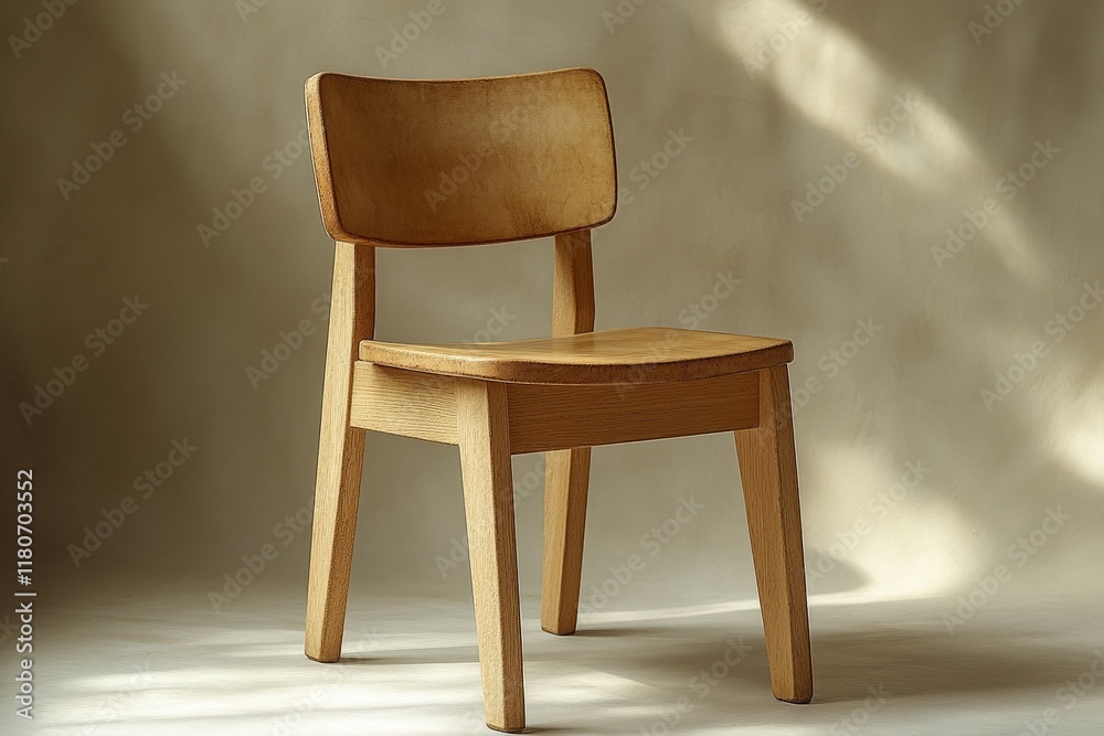 Fototapeta premium Simple wooden chair, light background.