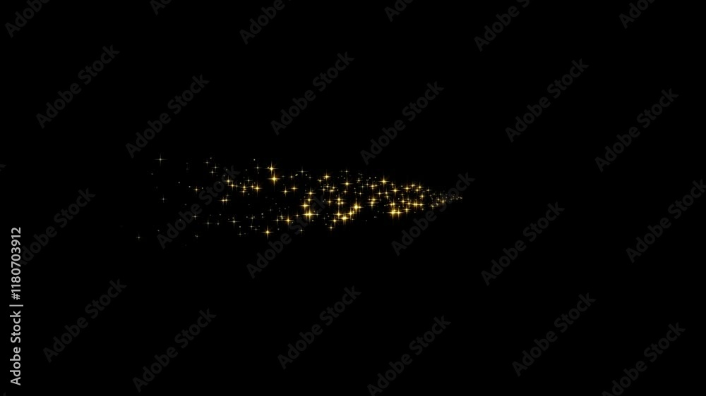 Yellow stardust particles, 5 types, straight, curved and wavy, title and text effects, alpha channel,4k
