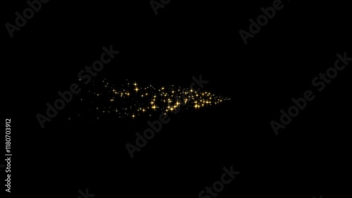 Yellow stardust particles, 5 types, straight, curved and wavy, title and text effects, alpha channel,4k
