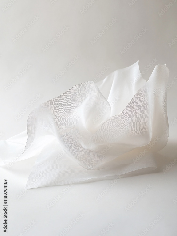 Draped white fabric, soft folds, smooth texture, minimalist style. Draped white fabric, soft folds, smooth texture, minimalist style.