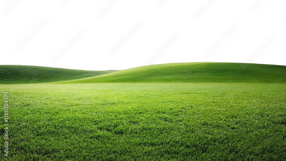 Obraz premium Green grass on the hill isolated on transparent background