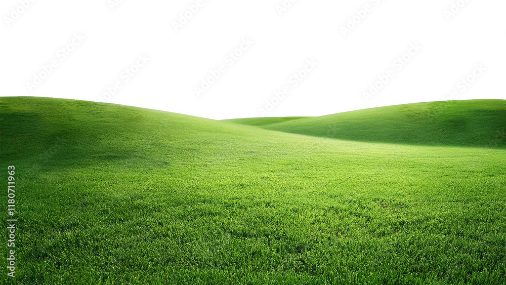 Obraz premium Green grass on the hill isolated on transparent background
