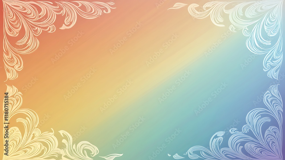 Pastel Gradient Background With Floral Corner Designs Pastel Gradient Background With Floral Corner Designs