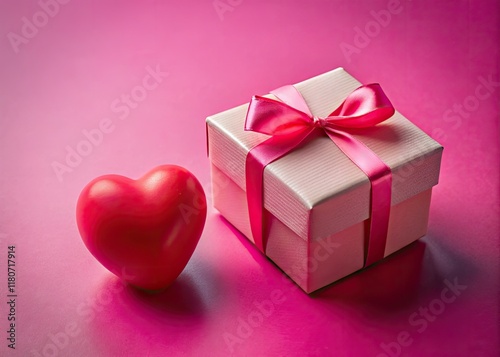 Romantic red heart minimalist gift box. Perfect Valentine's Day surprise.