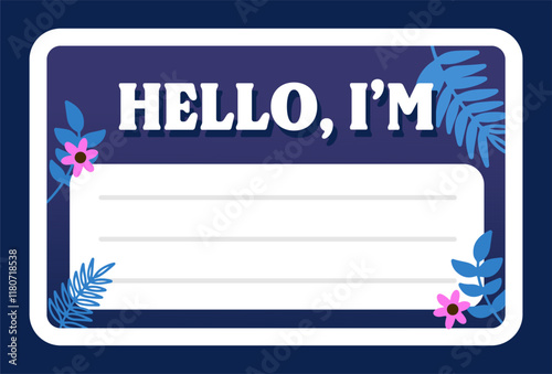 name tag to introduce yourself with the words hello my name