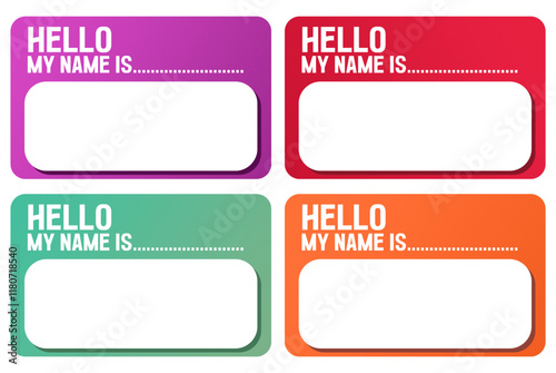 name tag to introduce yourself with the words hello my name