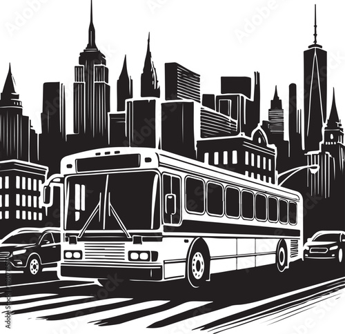 city bus silhouette vector