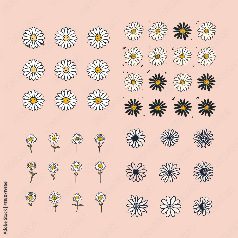 set of daisy flower modern design vector template set of daisy flower modern design vector template