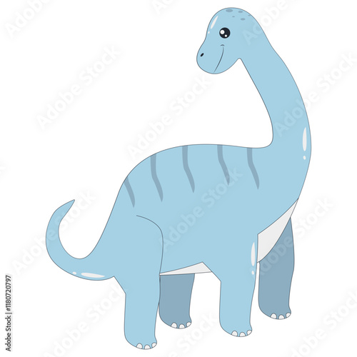 Cute Colorful Dinosaur Isolated on White Background. Flat Cartoon Vector Character.