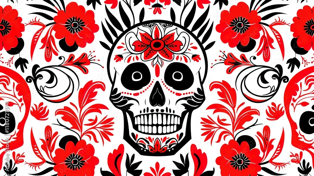 Fototapeta premium mexican folk art seamless pattern wallpaper