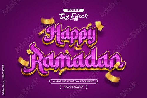 Wallpaper Mural Happy Ramadan editable text effect with confetti decoration purple background  Torontodigital.ca