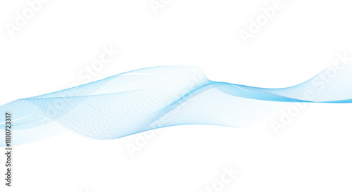 Abstract vector background with smooth color wave. Smoke wavy lines. Vector blue waves background