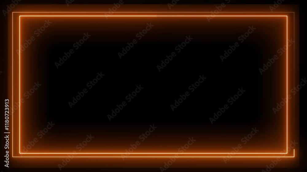Abstract Glowing Neon light frame rectangle. Abstract glowing neon rectangle border frame. 