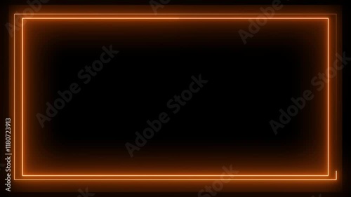 Abstract Glowing Neon light frame rectangle. Abstract glowing neon rectangle border frame. 