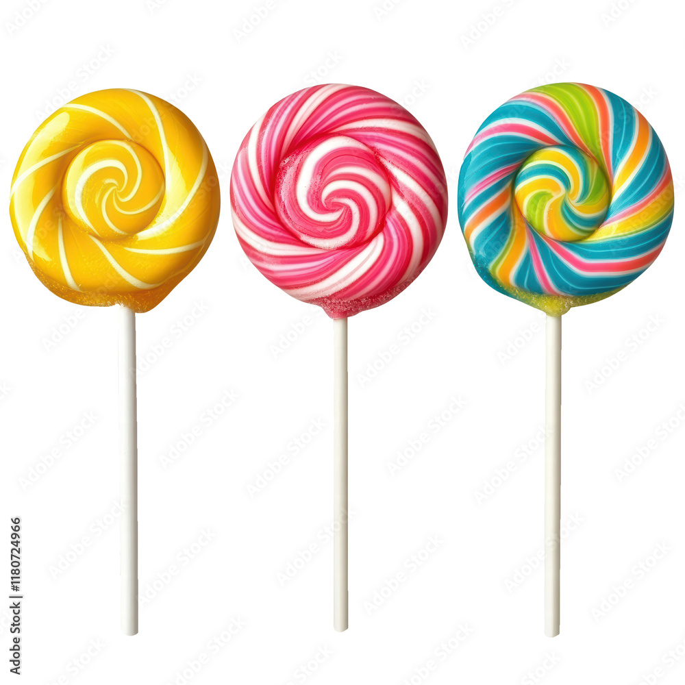 custom made wallpaper toronto digitalCollection set of colorful swirl lollipops isolated on transparent background, PNG