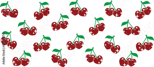 Cute Cherry Heart set illustration. Valentine Vector cliparts