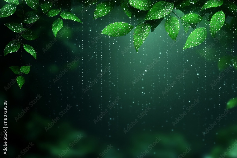 Fototapeta premium Rainy Day in the Lush Green Forest: Tranquil Nature Scene