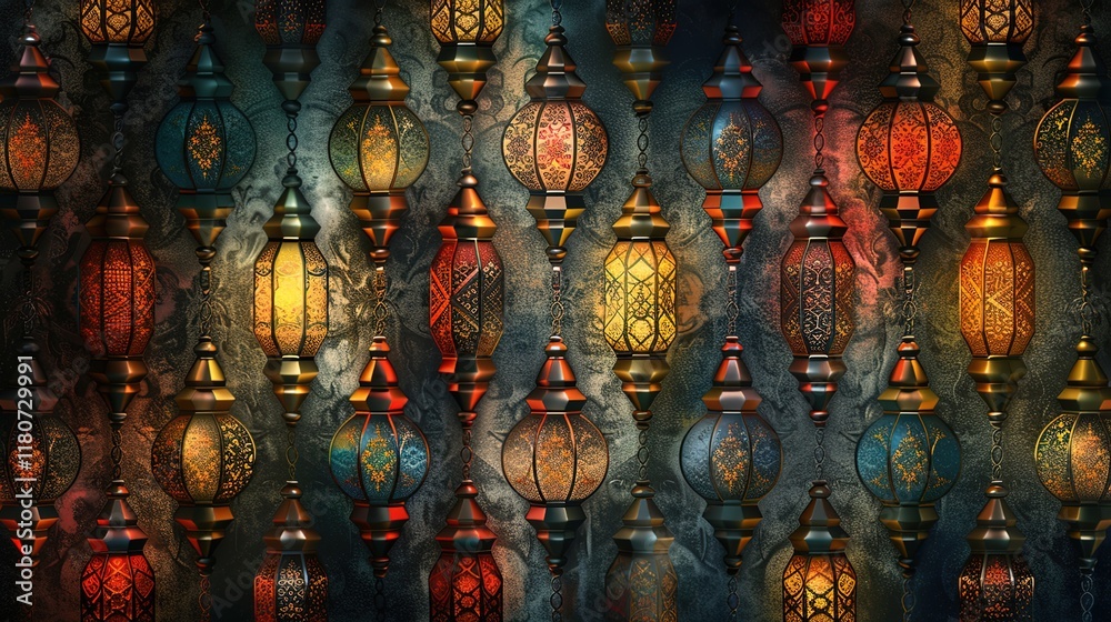 Fototapeta premium moroccan lantern seamless pattern wallpaper