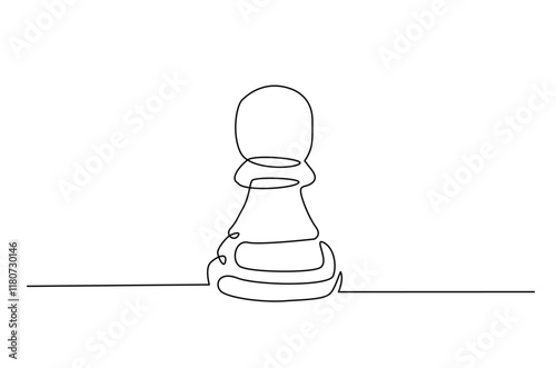 Bishop, chess pawn in continuous one line drawing. Single line art illustration of one chess pawn. Editable vector.