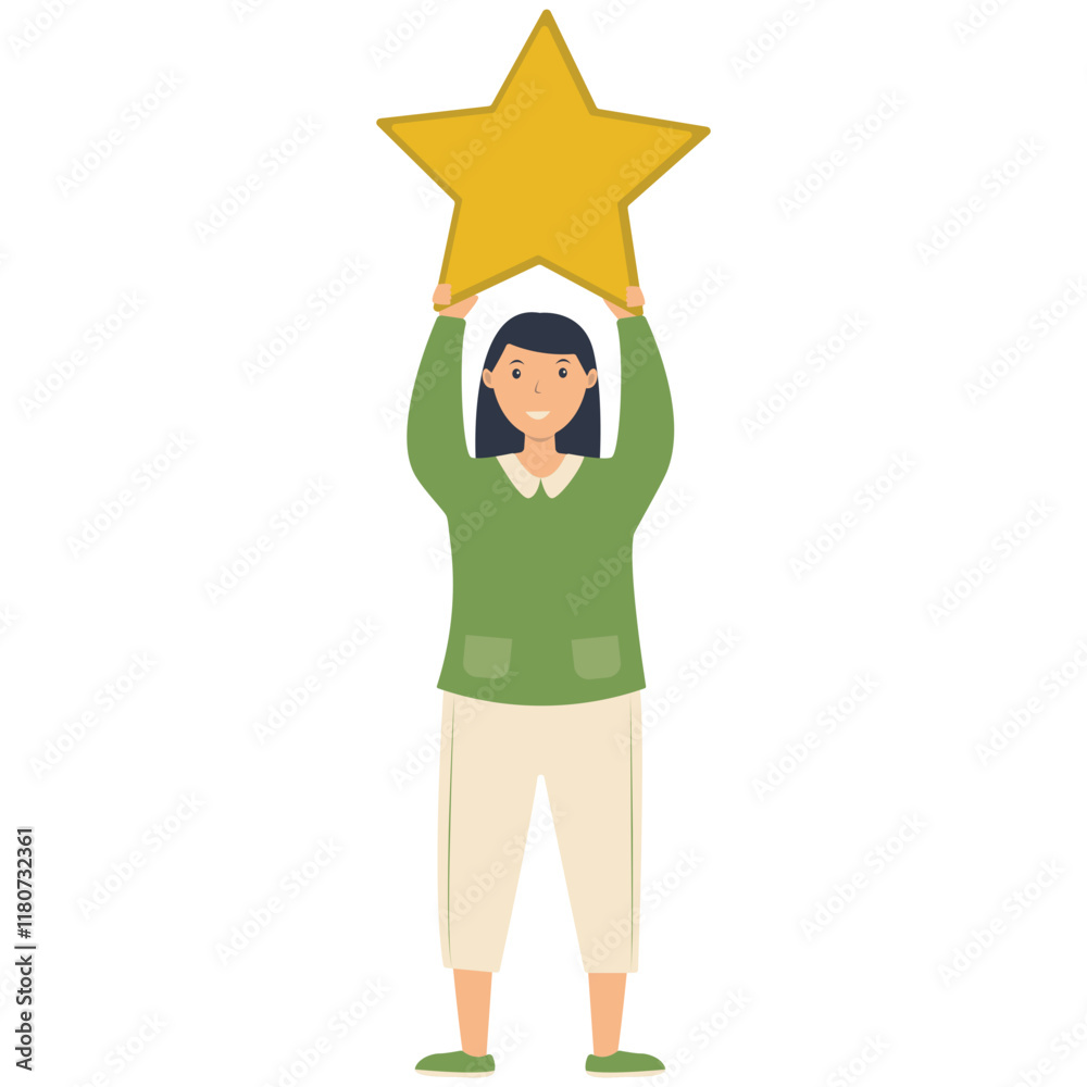 Young People Giving Star Illustration. Customer Feedback. Flat Vector Character. Young People Giving Star Illustration. Customer Feedback. Flat Vector Character.