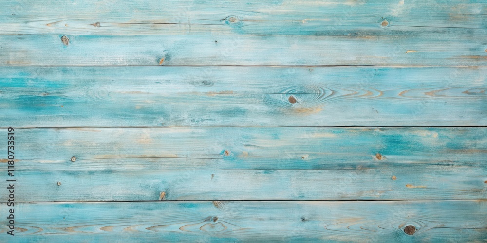 Fototapeta premium Distressed Aqua Blue Horizontal Wooden Planks Background Texture for Design Projects