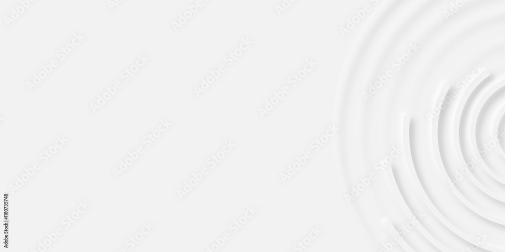 Obraz premium Abstract white circle shape geometric line background. abstract seamless modern white and gray color technology concept geometric circle vector background neomorphism style poster, banner design.