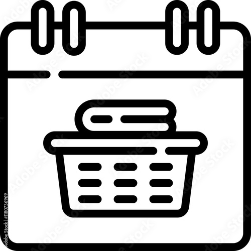Cleaning agenda calendar icon. Personal organizer, daily checklist management, containing date, timetable, weekly schedule, agenda. Editable stroke.
