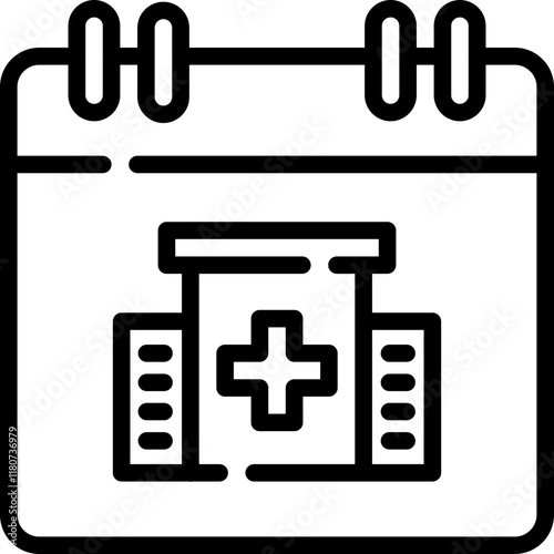 Check up calendar icon. Personal organizer, medicals timetable, healthcare and medicine agenda. Editable stroke.