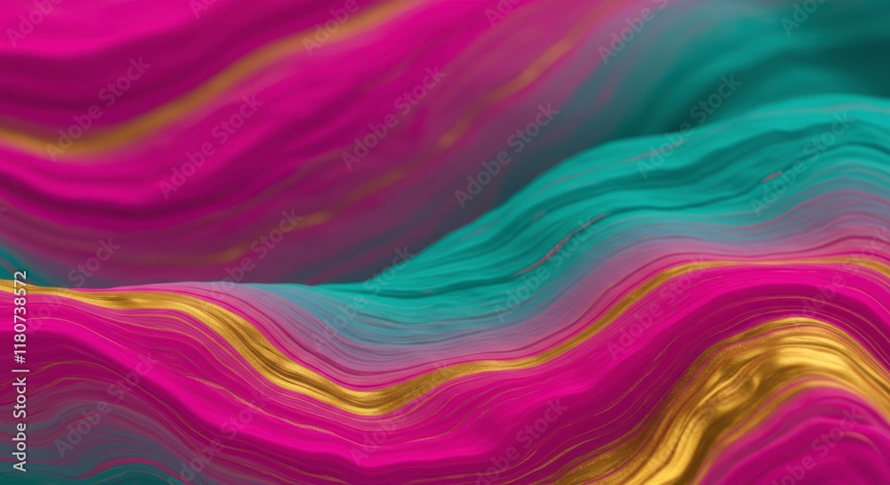Fototapeta premium Liquid Gold: Abstract Swirls of Teal, Pink, and Gold 