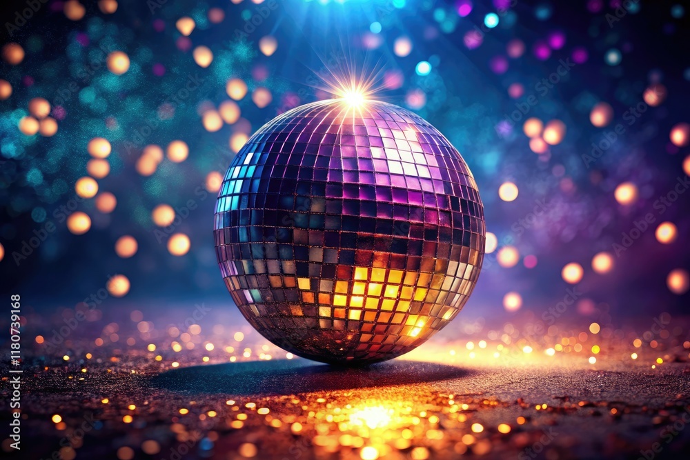 Fototapeta premium Dazzling disco ball sparkle: retro party backdrop, glittering texture. Perfect for vibrant photo backgrounds.