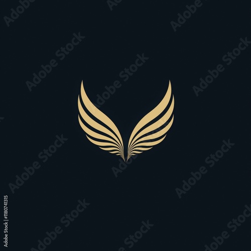 Wallpaper Mural A minimalist representation of elegant, golden wings against a dark background, symbolizing freedom and aspiration. Torontodigital.ca