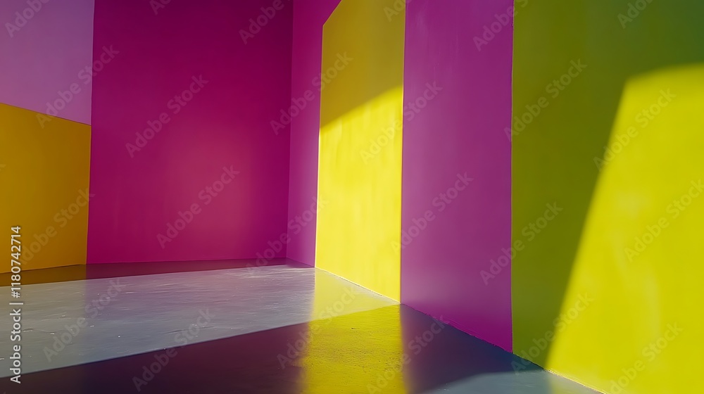 Abstract Room with Yellow Purple and Gray Walls Abstract Room with Yellow Purple and Gray Walls