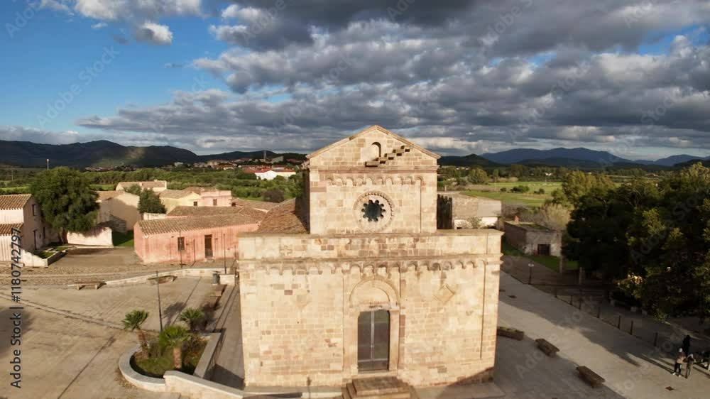 riprese aeree del borghetto medievale di Tratalias in Sardegna in Italia. riprese aeree del borghetto medievale di Tratalias in Sardegna in Italia.