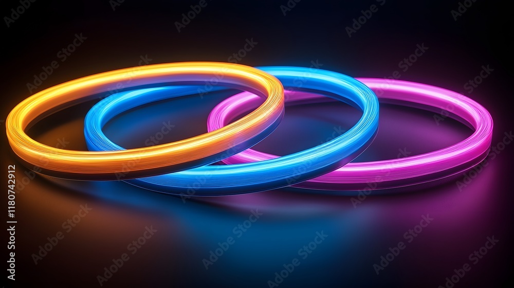 Mesmerizing intersection of vibrant neon light trails creating a dynamic futuristic abstract pattern on a dark background Mesmerizing intersection of vibrant neon light trails creating a dynamic futuristic abstract pattern on a dark background