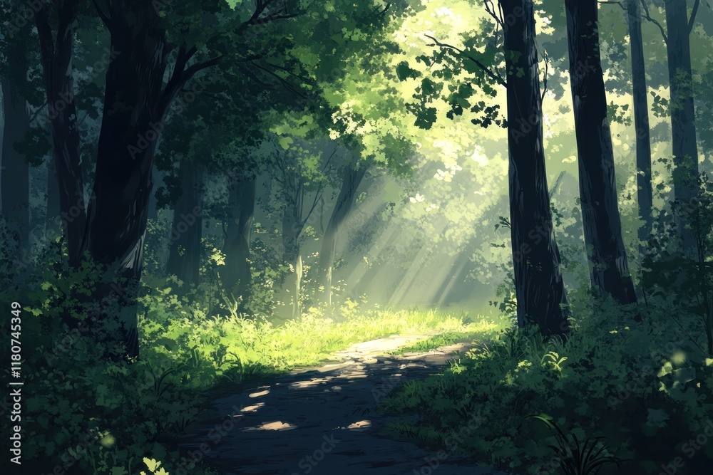 Obraz premium Sunlit Forest Path